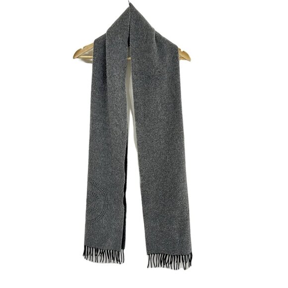 Auth CHANEL - Dark Gray Black Cashmere Scarf - Picture 1 of 5